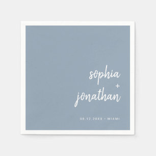Modernes Minimalistisches Skript Dusty Blue Wedd Serviette
