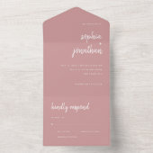 Modernes Minimalistisches Skript | Dusty Rose Wedd All In One Einladung (Innen Boden)
