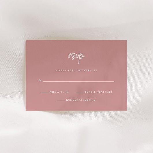 Modernes Minimalistisches Skript | Dusty Rose Wedd RSVP Karte