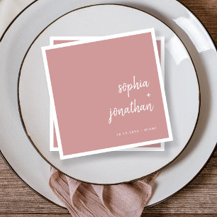 Modernes Minimalistisches Skript   Dusty Rose Wedd Serviette