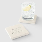 Modernes Minimalistisches Skript - Eigene Hochzeit Steinuntersetzer (Seitenansicht)