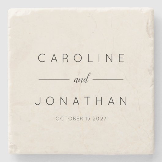 Modernes Minimalistisches Skript - Eigene Hochzeit Steinuntersetzer (Vorderseite)