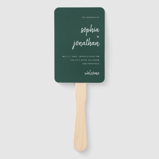 Modernes Minimalistisches Skript Emerald Green | H Fächer (Vorderseite)