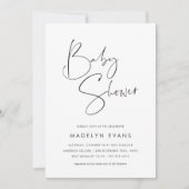 Modernes Minimalistisches Skript | Foto Babydusche Einladung (Vorderseite)