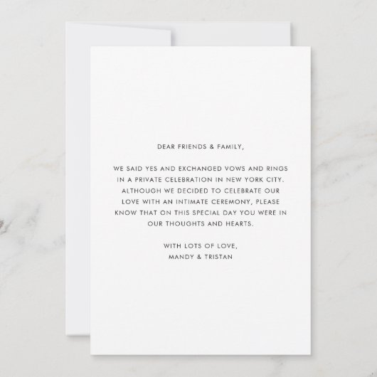 Modernes Minimalistisches Skript für immer Ja Ankündigung (Rückseite)