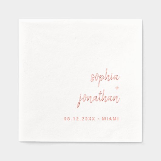 Modernes Minimalistisches Skript | Gold Servietten Mit Folie (Vorderseite)