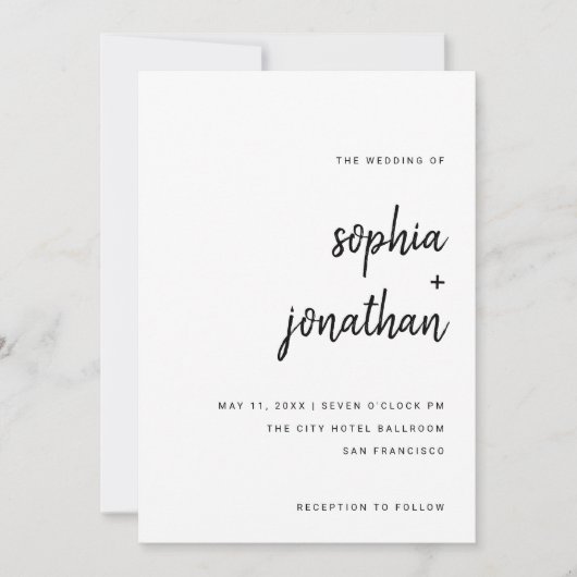 Modernes Minimalistisches Skript | Hochzeit Einladung (Vorderseite)