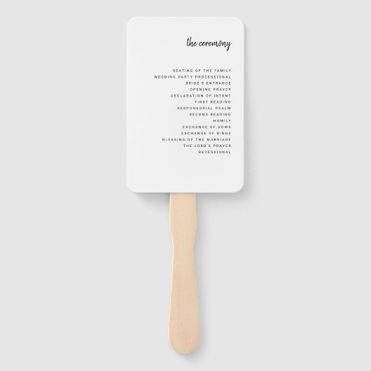 Modernes Minimalistisches Skript | Hochzeit Fächer (Rückseite)