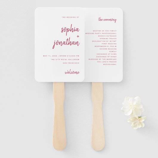 Modernes Minimalistisches Skript | Hochzeit Fächer (Vorne und Hinten)