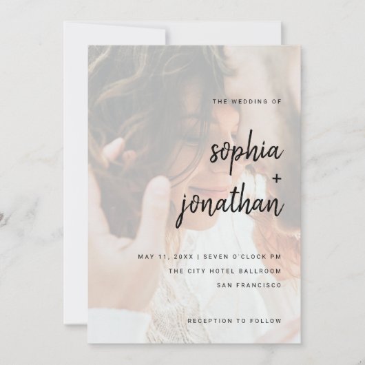 Modernes Minimalistisches Skript | Hochzeit von Fo Einladung (Vorderseite)