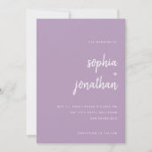 Modernes Minimalistisches Skript | Lavender Weddin Einladung (Vorderseite)