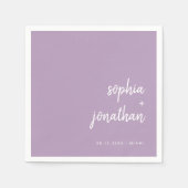 Modernes Minimalistisches Skript | Lavender Weddin Serviette (Vorderseite)