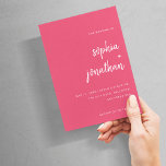 Modernes Minimalistisches Skript | Magenta Red Wed Einladung<br><div class="desc">Diese eleganten,  minimalistischen Einladungen für Hochzeitsfeiern sind mit weißer,  moderner Schrift-Typografie und einem sauberen,  serifenlosen Text für ein schlichtes und stilvolles magentafarbenes Design ausgestattet,  das Sie Liebe geben werden.</div>