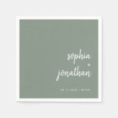 Modernes Minimalistisches Skript | Sage Green Wedd Serviette (Vorderseite)