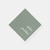 Modernes Minimalistisches Skript | Sage Green Wedd Serviette (Ecke)