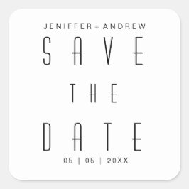 Modernes Minimalistisches Skript Save the Date Quadratischer Aufkleber