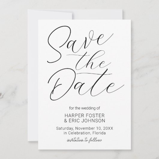 Modernes Minimalistisches Skript Save the Date Sch Ankündigung (Vorderseite)