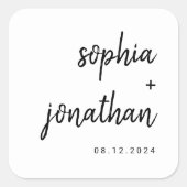 Modernes Minimalistisches Skript | Schwarz-Weiß-Ho Quadratischer Aufkleber (Vorderseite)