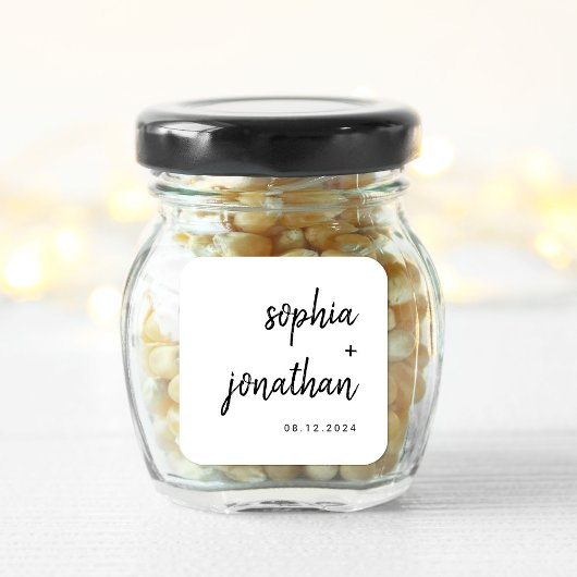 Modernes Minimalistisches Skript | Schwarz-Weiß-Ho Quadratischer Aufkleber