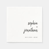 Modernes Minimalistisches Skript | Schwarz-Weiß-Ho Serviette (Vorderseite)