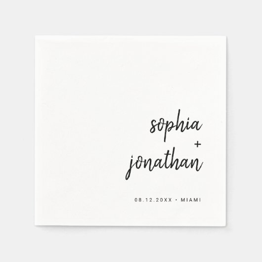 Modernes Minimalistisches Skript | Schwarz-Weiß-Ho Serviette (Vorderseite)