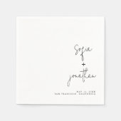 Modernes Minimalistisches Skript | Schwarz-Weiß-Ho Serviette (Vorderseite)