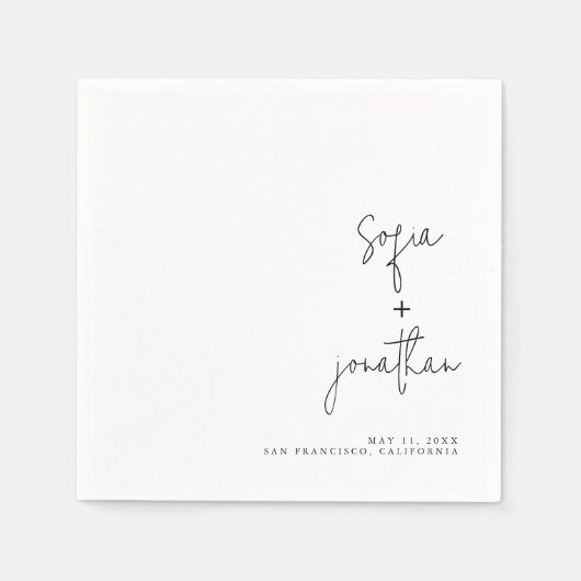 Modernes Minimalistisches Skript | Schwarz-Weiß-Ho Serviette (Vorderseite)