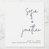 Modernes Minimalistisches Skript | Schwarz-Weiß-Ho Weinetikett (Einzelnes Label)