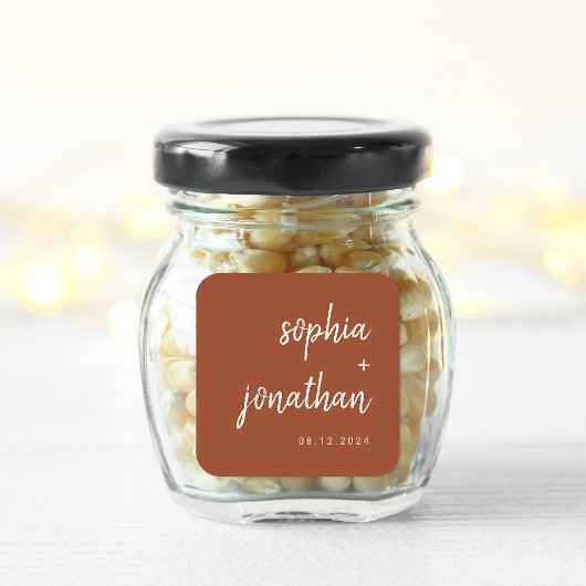 Modernes Minimalistisches Skript Terracotta | Hoch Quadratischer Aufkleber