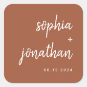 Modernes Minimalistisches Skript Terracotta | Hoch Quadratischer Aufkleber (Vorderseite)