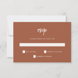 Modernes Minimalistisches Skript | Terracotta Wedd RSVP Karte