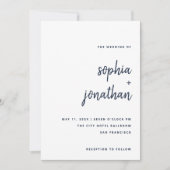 Modernes Minimalistisches Skript | Weiße Hochzeit Einladung (Vorderseite)