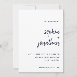 Modernes Minimalistisches Skript | Weiße Hochzeit Einladung