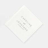 Modernes Minimalistisches Skript Weißes Brautpaar Serviette (Ecke)