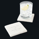 Modernes Minimalistisches Skript Weißes Brautpaar Steinuntersetzer<br><div class="desc">Modernes Minimalistisches Skript Lila White and Black Custom Wedding Stone Untersetzer</div>