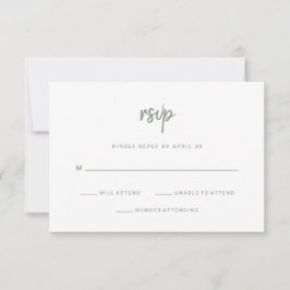 Modernes Minimalistisches Skript | White and Sage  RSVP Karte