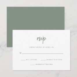Modernes Minimalistisches Skript | White and Sage  RSVP Karte
