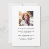 Modernes Minimalistisches Skript Zwei-Foto-Abschlu Ankündigung (Rückseite)