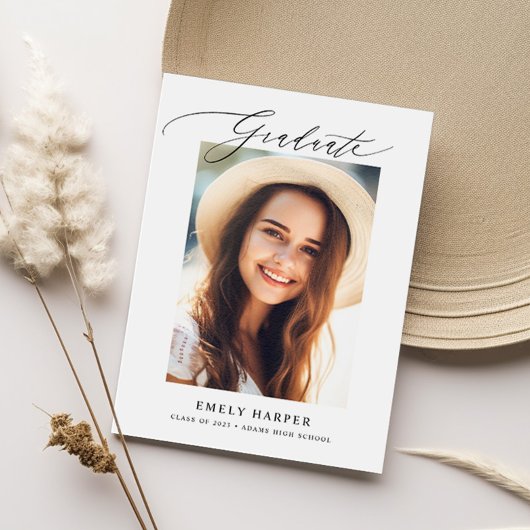 Modernes Minimalistisches Skript Zwei-Foto-Abschlu Ankündigung