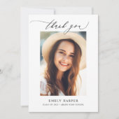 Modernes Minimalistisches Skript Zwei-Foto-Abschlu Dankeskarte (Vorderseite)