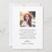 Modernes Minimalistisches Skript Zwei-Foto-Abschlu Dankeskarte (Rückseite)