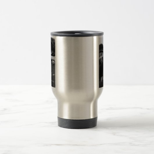 Modernes Minimalistisches Skript Zwei Foto Hochzei Reisebecher (Mittel)