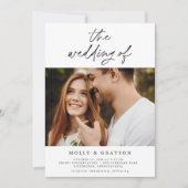 Modernes Minimalistisches Skript | Zwei Fotos Hoch Einladung (Vorderseite)