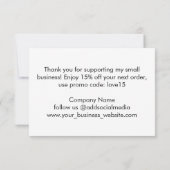 Modernes Minimalistisches Skriptgeschäft Dankeskarte (Rückseite)