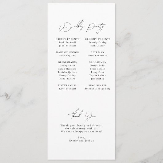 Modernes Minimalistisches Skriptmonogramm-Flachpro Programm (Rückseite)