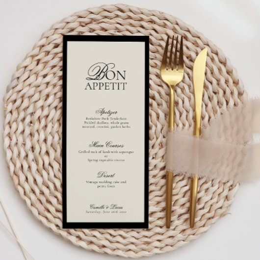 Modernes Minimalistisches Skriptmonogramm-Hochzeit Menükarte