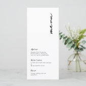 Modernes Minimalistisches SkriptWedding Menu Menükarte (Stehend Vorderseite)