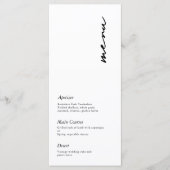 Modernes Minimalistisches SkriptWedding Menu Menükarte (Vorderseite)