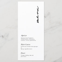 Modernes Minimalistisches SkriptWedding Menu Menükarte