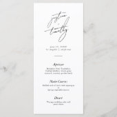 Modernes Minimalistisches SkriptWedding Menu Menükarte (Vorderseite)